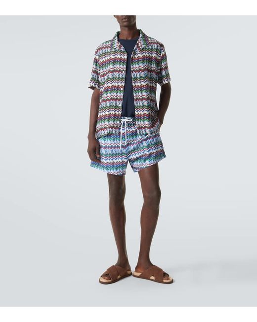 Missoni Blue Zigzag Bowling Shirt for men