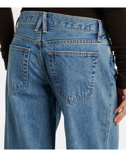 SLVRLAKE Denim Blue Lexi Low-Rise Wide-Leg Jeans