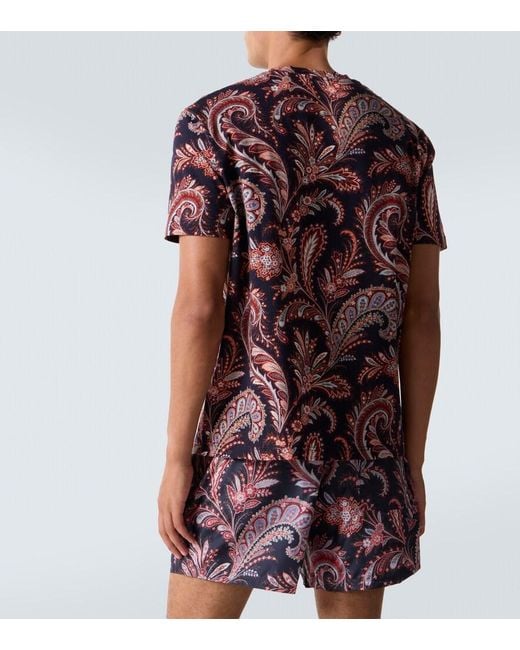 Etro Pink Paisley Cotton Jersey T-Shirt for men