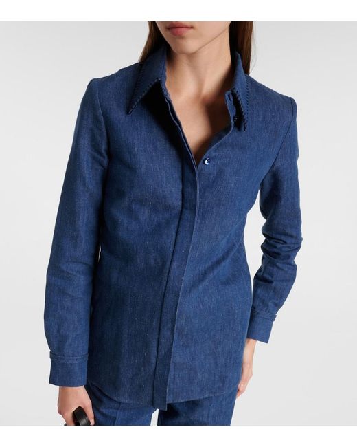 Gabriela Hearst Blue Cruz Cotton And Linen Shirt