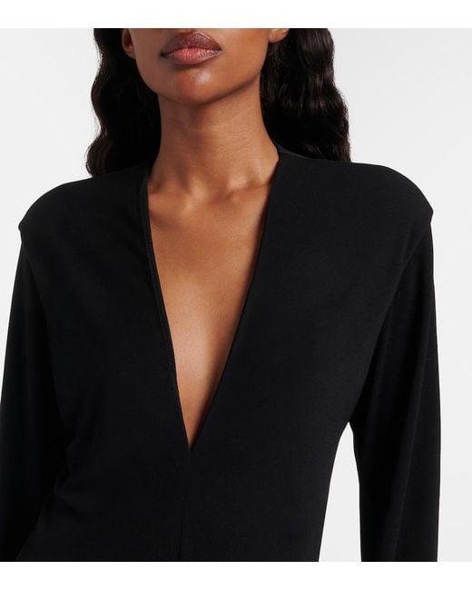 The Row Black Cassin Draped Maxi Dress