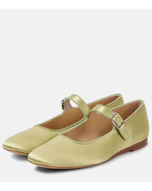 Le Monde Beryl Green Classic Satin Mary Jane Flats