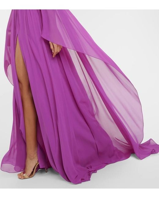 Vestido de fiesta de chifon de seda Elie Saab de color Purple