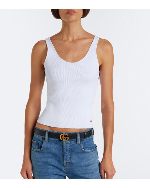 Gucci White Ribbed-Knit Shrug And Tank Top Set