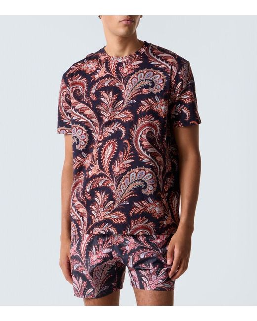 Etro Pink Paisley Cotton Jersey T-Shirt for men