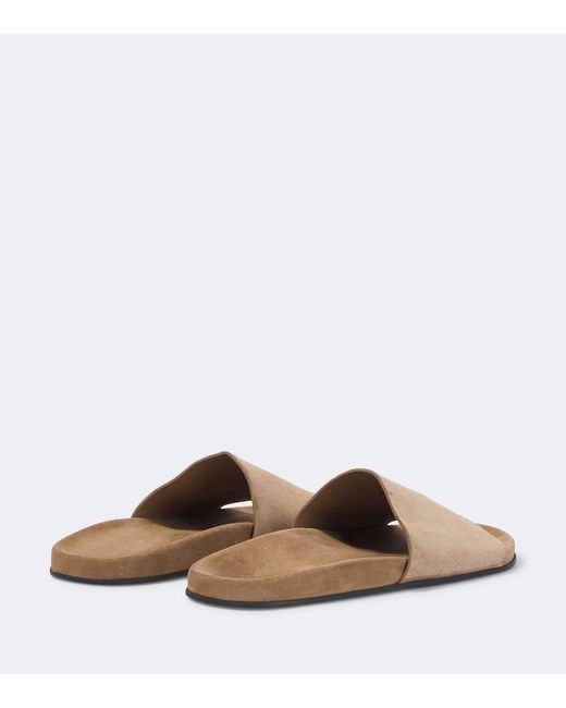 The Row White Hugh Suede Slides for men