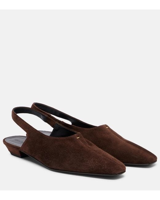 Khaite Brown Cecilia Suede Slingback Flats