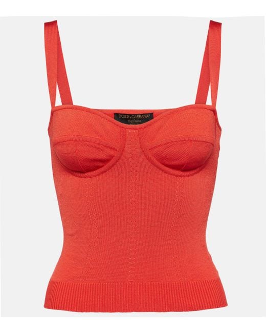 Dolce & Gabbana Red Knitted Bustier