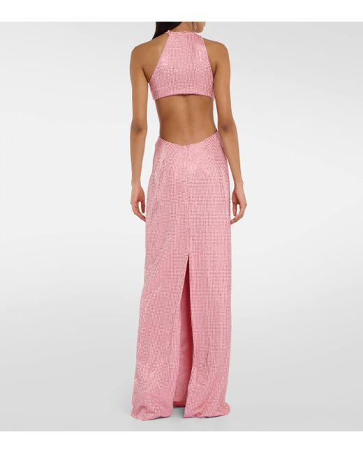 Area Pink Crystal-embellished Jersey Gown