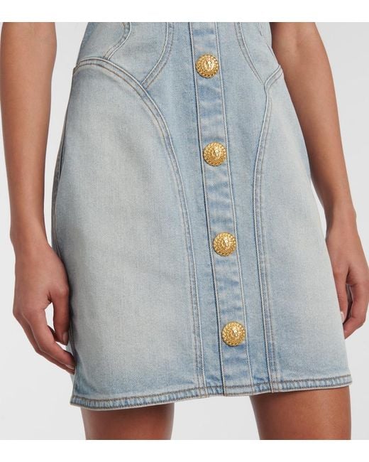 Balmain Blue Short Denim Dress