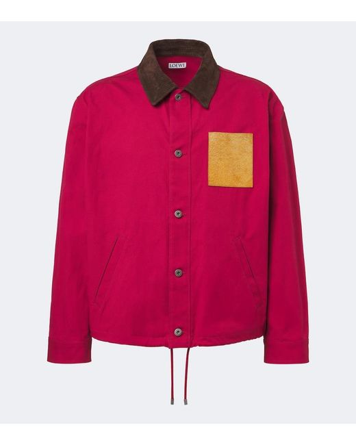 Loewe Pink Suede-Trimmed Cotton Canvas Jacket for men