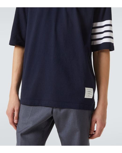Camiseta De Jersey De Algodon Con 4-Bar Thom Browne de hombre de color Blue