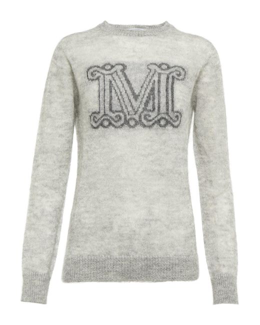 Max Mara Wool Ocra Mohair-blend Sweater in Grey (Gray) | Lyst