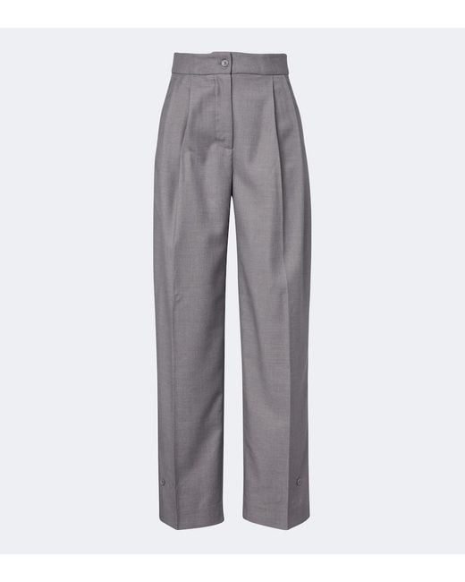 Frankie Shop Gray Doyer Pleated Wide-Leg Pants