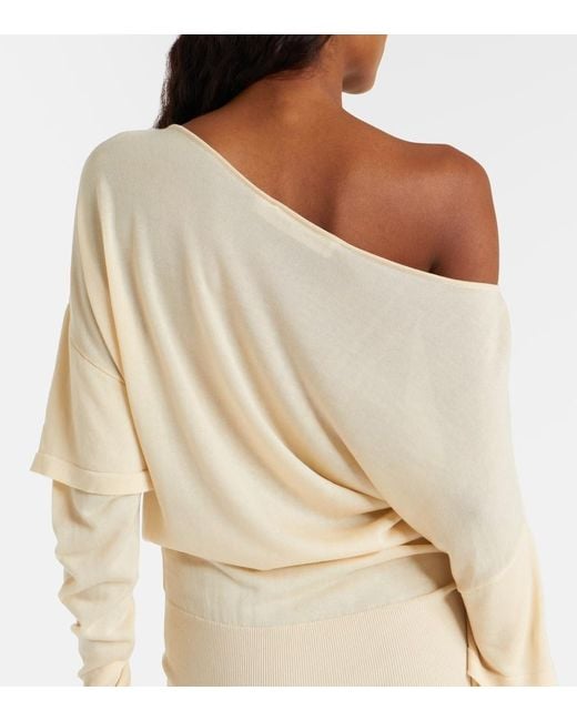 AYA MUSE Natural Rea Draped One-Shoulder Minidress