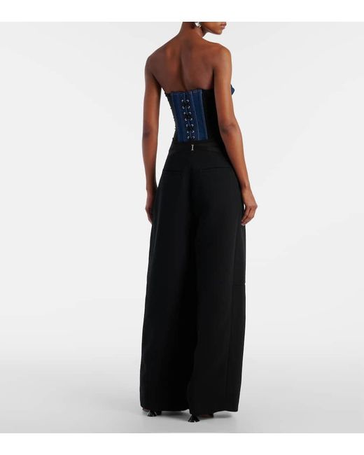 Jean Paul Gaultier Black Weite High-Rise-Hose Aus Crepe