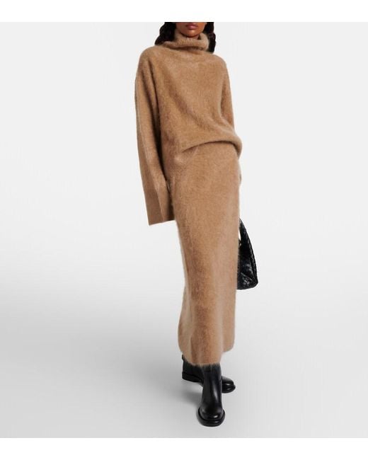 Lisa Yang Brown Florel Cashmere Turtleneck Sweater
