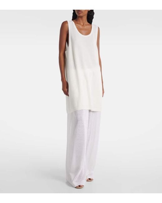 Alaïa White Linen And Silk Wide-Leg Pants