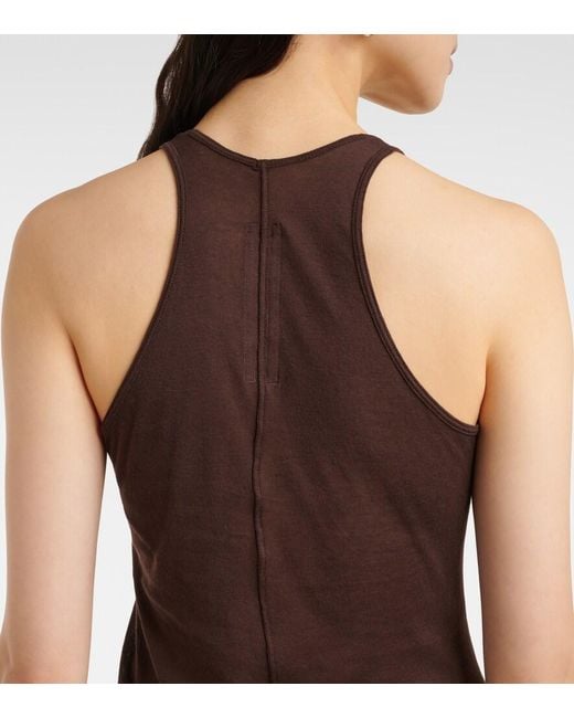Rick Owens Brown Ribbed-Knit Cotton Tank Top