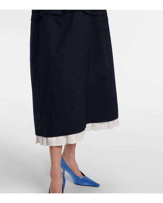 ShuShu/Tong Blue Bow-Detail Wool And Silk Midi Dress