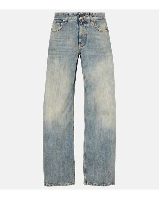 Balenciaga Blue Mid-Rise Wide-Leg Jeans