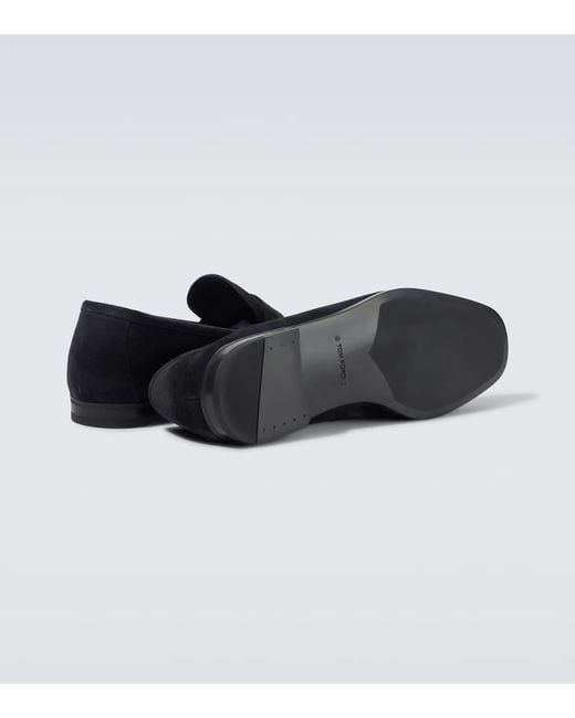 Tom Ford Blue Sean Suede Penny Loafers for men