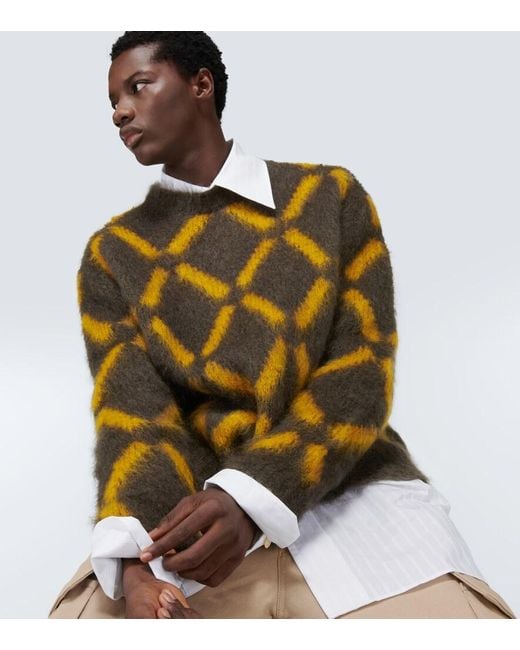 Marni Brown Intarsia Mohair-Blend Sweater for men