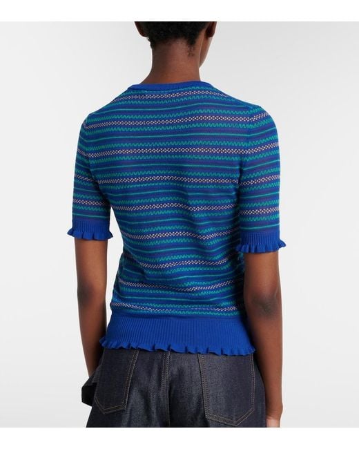 J.W. Anderson Blue Striped Cotton-Blend T-Shirt