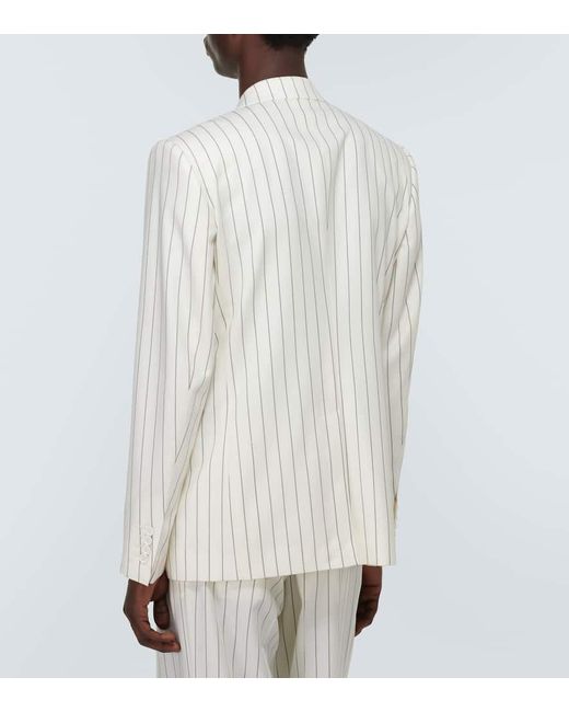 Blazer de lana y seda con raya diplomatica Dolce & Gabbana de hombre de color White