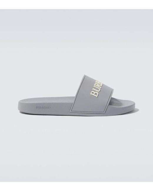 Burberry Gray Logo Slides for men
