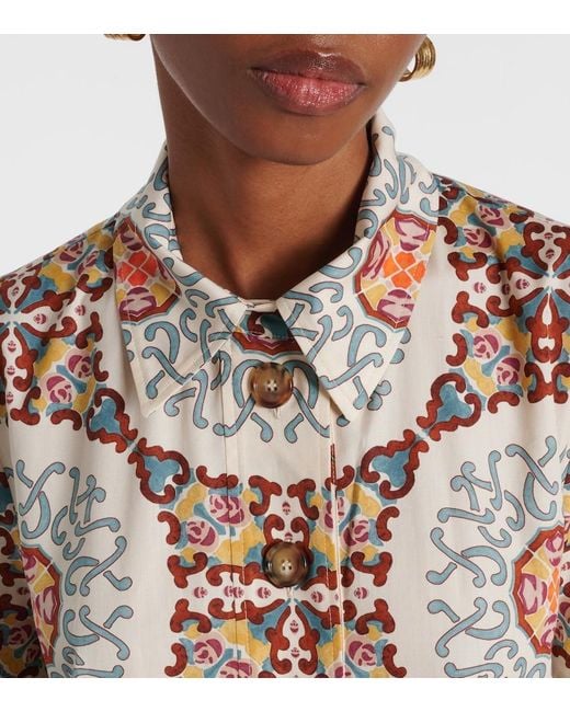 LaDoubleJ Natural Artemis Printed Cotton Poplin Shirt Dress