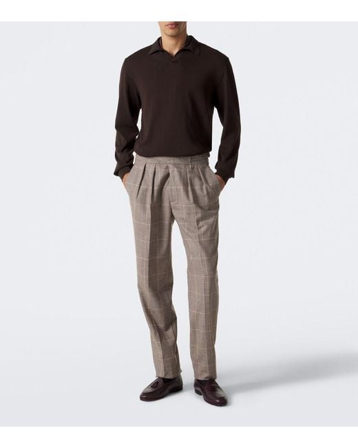 Rubinacci Black Cotton Polo Sweater for men
