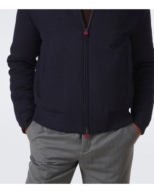Kiton Blue Wool Bomber Jacket for men