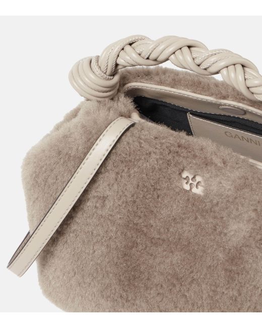 Ganni Metallic Bou Small Faux Shearling Shoulder Bag