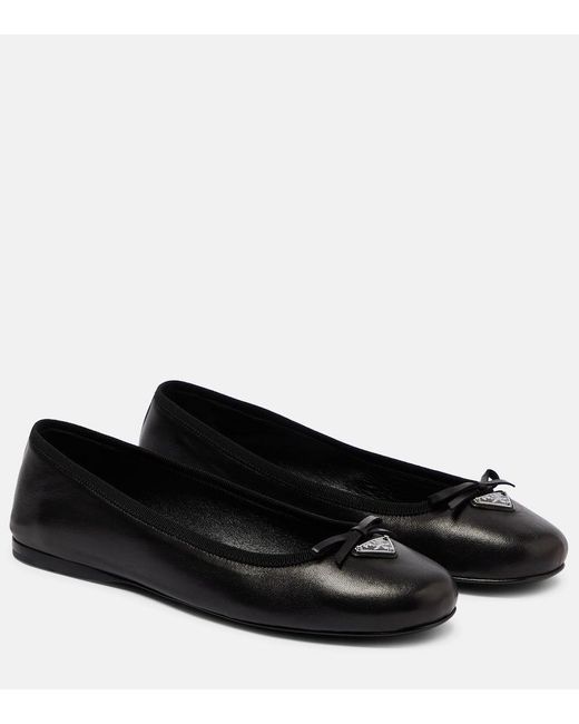 Prada Black Leather Ballet Flat