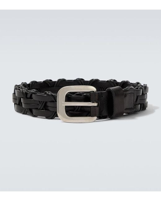 The Row Black Cord Braided Leather Belt for men