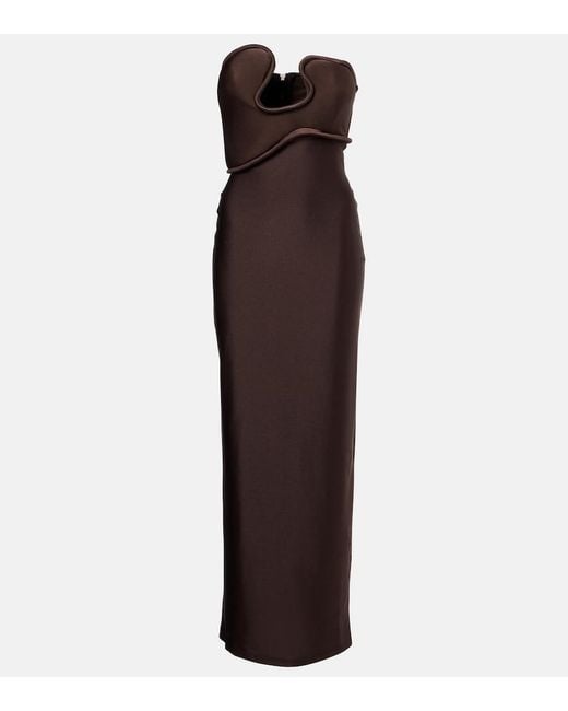 Adriana Degreas Purple Waves Strapless Maxi Dress