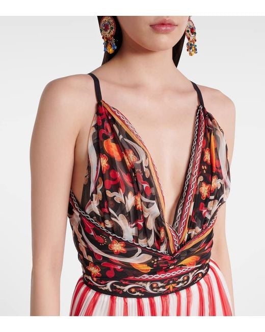 Dolce & Gabbana Red Bedrucktes Maxikleid