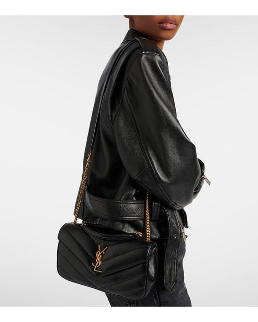 Saint Laurent Black Loulou Matelasse Leather Top-Handle Bag