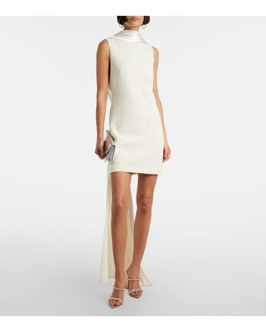 Danielle Frankel White Bridal Mimi Wool-Blend Minidress