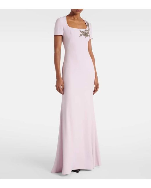 Alexander McQueen Pink Embellished Crepe Gown