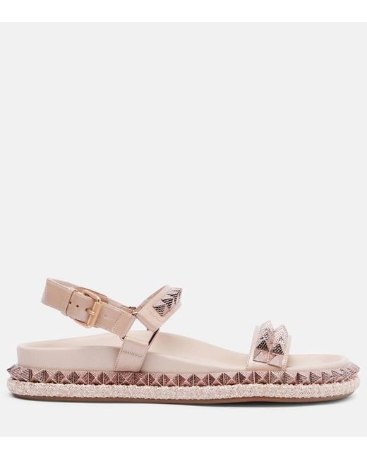 Christian Louboutin Pink Verzierte Sandalen Pyrabizz Aus Leder