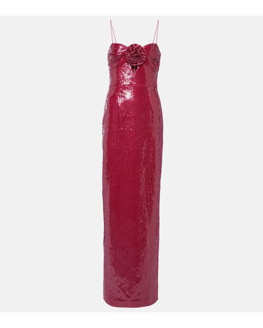 Robe longue Courtney a sequins Rebecca Vallance en coloris Red
