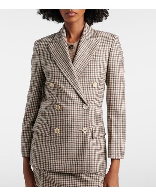 Brunello Cucinelli Brown Checked Virgin Wool Blazer