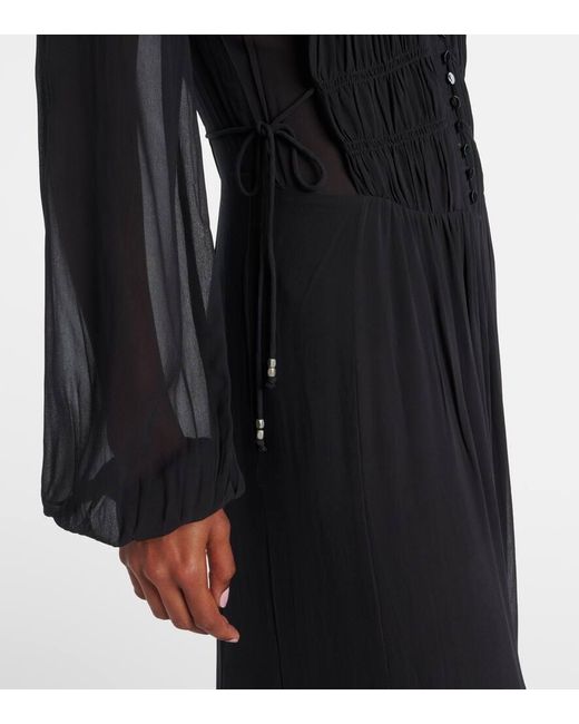 Isabel Marant Black Briane Shirred Maxi Dress