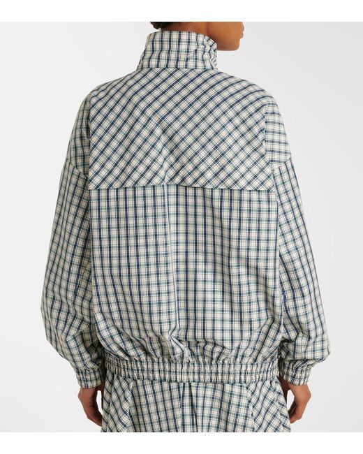 Prada Blue Checked Cotton-Blend Chambray Jacket