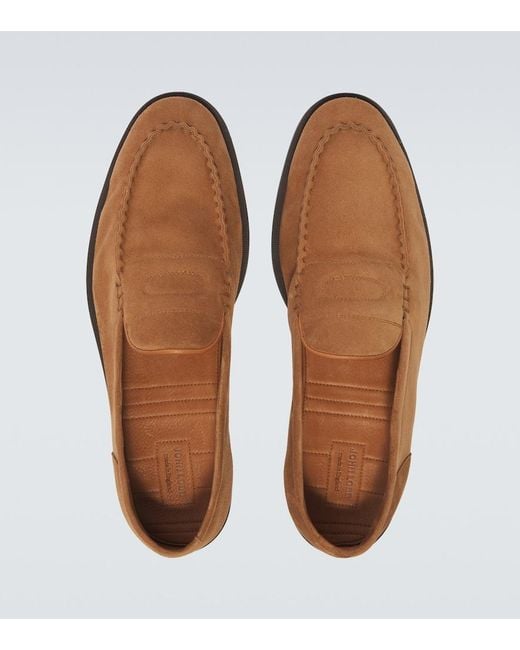 John Lobb Brown Pace Suede Loafers for men