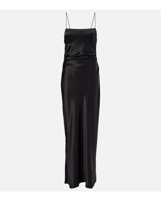 Sir Black Gathered Silk Slip Dress