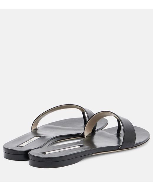 Christen Black Helix Leather Thong Sandals