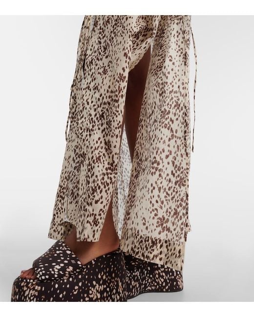 The Attico Natural Leopard-Print Cotton Beach Cover-Up